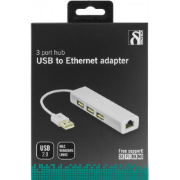 Deltaco USB2-LAN3 keskitin USB 2.0 Valkoinen