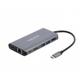 DeLOCK 87683 kannettavien tietokoneiden telakka ja porttitoistin Langallinen USB 3.2 Gen 1 (3.1 Gen 1) Type-C Harmaa