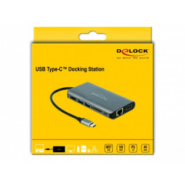 DeLOCK 87683 kannettavien tietokoneiden telakka ja porttitoistin Langallinen USB 3.2 Gen 1 (3.1 Gen 1) Type-C Harmaa