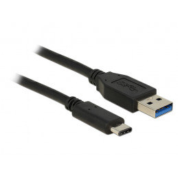 DeLOCK 1m USB3.1-C USB3.1-A USB-kaapeli USB 3.2 Gen 2 (3.1 Gen 2) USB A USB C Musta