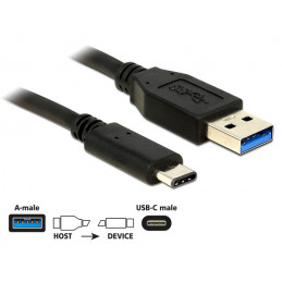 DeLOCK 1m USB3.1-C USB3.1-A USB-kaapeli USB 3.2 Gen 2 (3.1 Gen 2) USB A USB C Musta