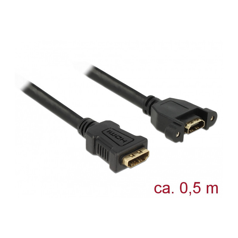DeLOCK 85465 HDMI-kaapeli 0,5 m HDMI-tyyppi A (vakio) Musta
