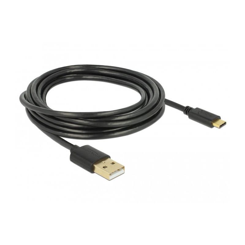 DeLOCK 85209 USB-kaapeli 3 m USB 2.0 USB A USB C Musta