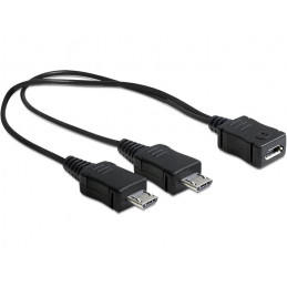 DeLOCK 20.5cm, USB micro-B - 2 x USB micro-B USB-kaapeli 0,205 m USB 2.0 Micro-USB B 2 x Micro-USB B Musta