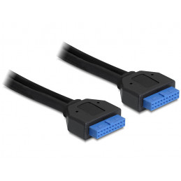 DeLOCK 0.45m USB 3.0 19-p F F USB-kaapeli 0,45 m IDC Musta
