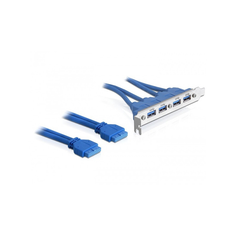 DeLOCK 2 x USB 3.0 19-pin - 4 x USB 3.0-A USB-kaapeli 0,4 m USB 2.0 USB A Sininen