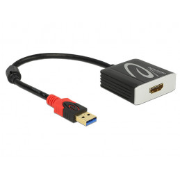 DeLOCK 62736 videokaapeli-adapteri 0,2 m USB A-tyyppi HDMI Musta