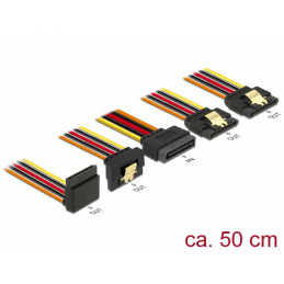 DeLOCK 60149 SATA-kaapeli 0,5 m SATA 15-pinninen 4 x SATA 15-pinninen Musta, Oranssi, Punainen, Keltainen