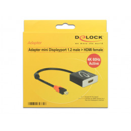 DeLOCK 62735 videokaapeli-adapteri 0,2 m Mini DisplayPort HDMI-tyyppi A (vakio) Musta