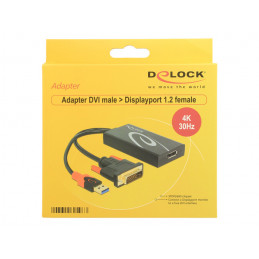 DeLOCK 0.3m, DVI 24+1 + USB-A Displayport 20p 0,3 m DVI-D + USB HDMI Musta