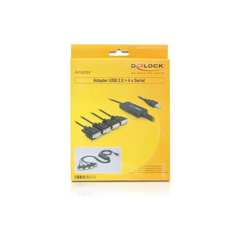 DeLOCK 61887 sarjakaapeli Musta 1,4 m USB A-tyyppi DB-9