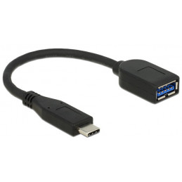 DeLOCK USB 3.1 Gen 2 Type-C Typ-A USB-kaapeli 0,1 m USB C USB A Musta