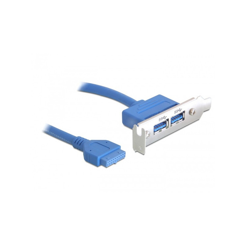 DeLOCK USB 3.0 19-pin - 2 x USB 3.0-A USB-kaapeli 0,4 m USB 3.2 Gen 1 (3.1 Gen 1) USB A Sininen