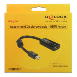 DeLOCK Adapter mini Displayport   HDMI 0,18 m HDMI-tyyppi A (vakio) Musta