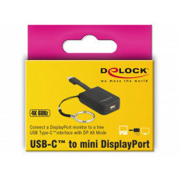 DeLOCK 63939 videokaapeli-adapteri 0,03 m USB Type-C mini DisplayPort Musta