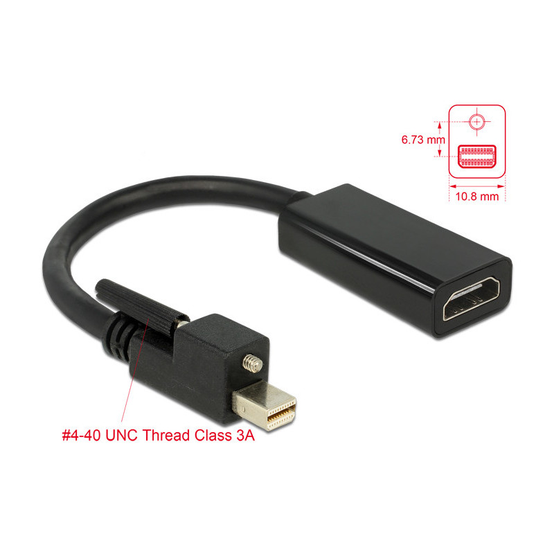 DeLOCK 62640 videokaapeli-adapteri 0,25 m Mini DisplayPort HDMI Musta