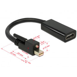 DeLOCK 62640 videokaapeli-adapteri 0,25 m Mini DisplayPort HDMI Musta