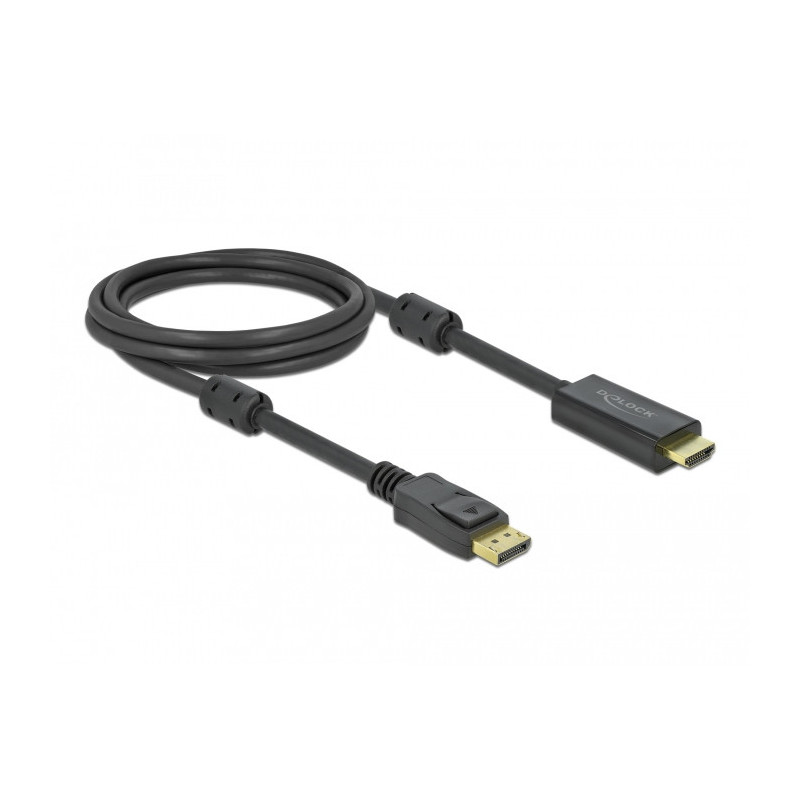 DeLOCK 85956 videokaapeli-adapteri 2 m HDMI-tyyppi A (vakio) DisplayPort Musta