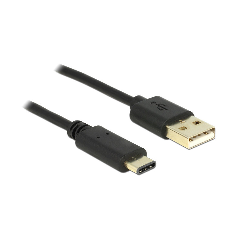 DeLOCK 2m, USB2.0-A USB2.0-C USB-kaapeli USB A USB C Musta