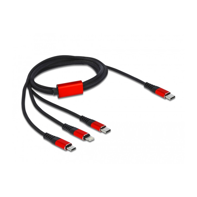 DeLOCK 86711 USB-kaapeli 1 m USB 2.0 USB C USB C Micro-USB B Lightning Musta, Punainen