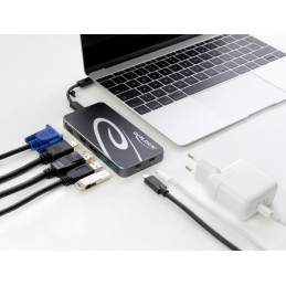 DeLOCK 87773 kannettavien tietokoneiden telakka ja porttitoistin Langallinen USB 3.2 Gen 1 (3.1 Gen 1) Type-C Musta
