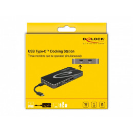 DeLOCK 87773 kannettavien tietokoneiden telakka ja porttitoistin Langallinen USB 3.2 Gen 1 (3.1 Gen 1) Type-C Musta