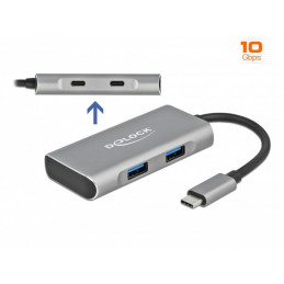 DeLOCK 63260 keskitin USB 3.2 Gen 2 (3.1 Gen 2) Type-C 10000 Mbit s Harmaa