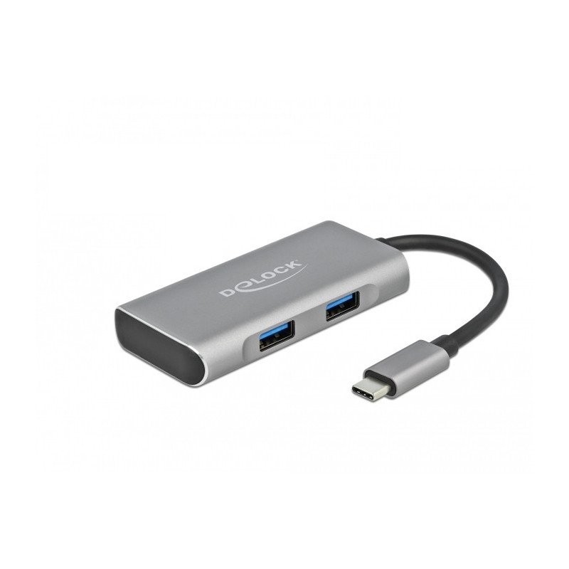 DeLOCK 63261 keskitin USB 3.2 Gen 2 (3.1 Gen 2) Type-C 10000 Mbit s Musta, Harmaa