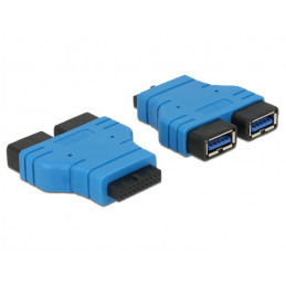 DeLOCK USB3.0 2xUSB3.0 2 x USB 3.0-A Musta, Sininen