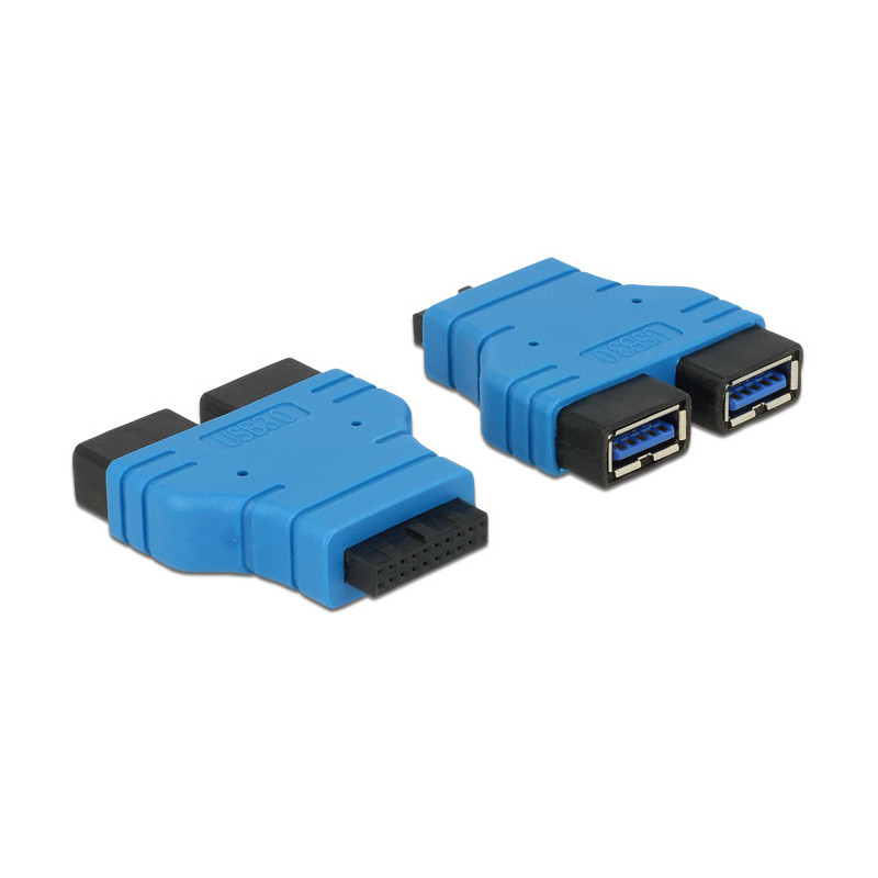 DeLOCK USB3.0 2xUSB3.0 2 x USB 3.0-A Musta, Sininen