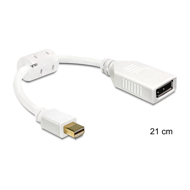 DeLOCK 65427 DisplayPort-kaapeli 0,21 m Mini DisplayPort Valkoinen