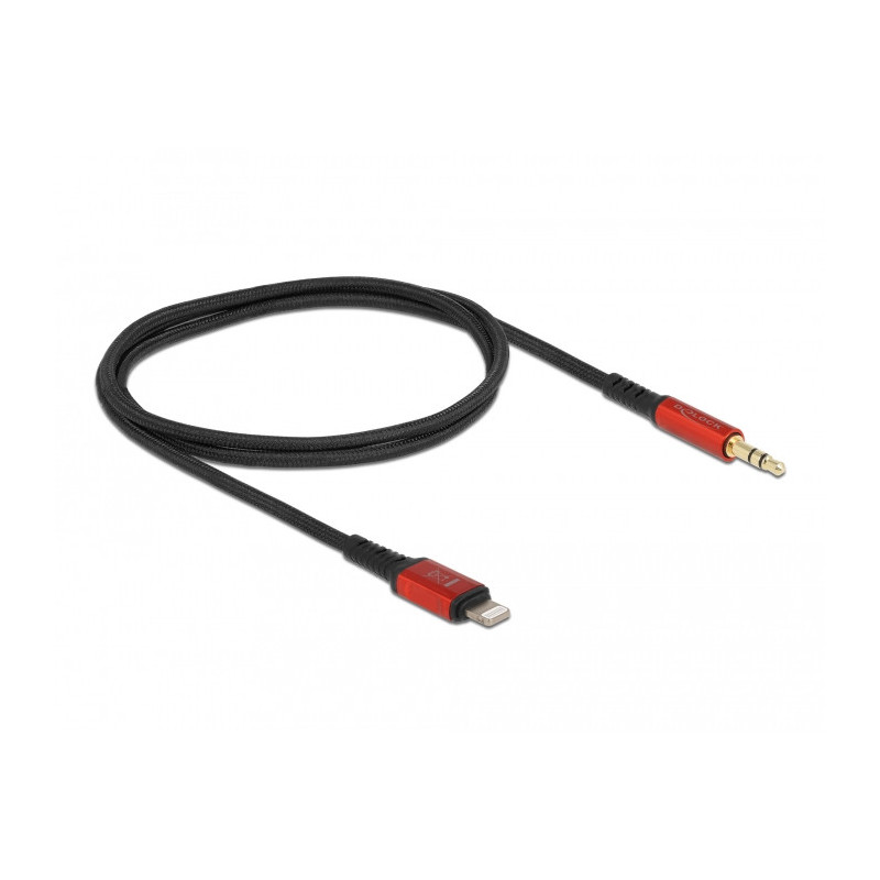 DeLOCK 86586 audiokaapeli 0,5 m 3.5mm Lightning Musta, Punainen