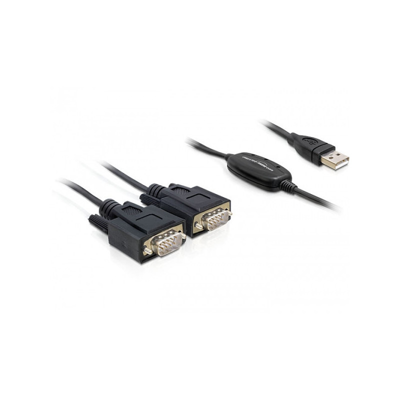 DeLOCK 2x RS232 USB 2.0 sarjakaapeli Musta