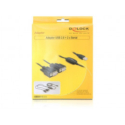 DeLOCK 2x RS232 USB 2.0 sarjakaapeli Musta