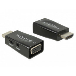 DeLOCK 65901 kaapelin sukupuolenvaihtaja HDMI A VGA & 3.5 mm Audio Musta