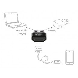 DeLOCK HDMI USB-A USB grafiikka-adapteri Musta, Hopea