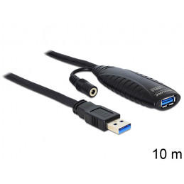 DeLOCK USB3.0-A - USB3.0-A, 10m USB-kaapeli USB 3.2 Gen 1 (3.1 Gen 1) USB A Musta