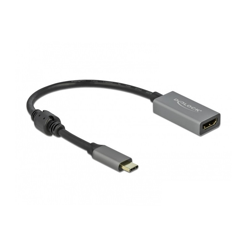 DeLOCK 66571 videokaapeli-adapteri 0,2 m USB Type-C HDMI-tyyppi A (vakio) Musta, Harmaa