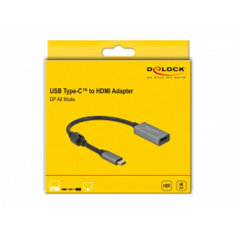 DeLOCK 66571 videokaapeli-adapteri 0,2 m USB Type-C HDMI-tyyppi A (vakio) Musta, Harmaa