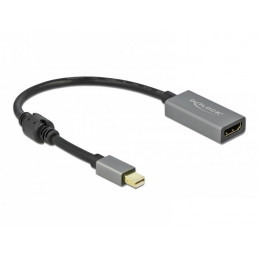 DeLOCK 66570 videokaapeli-adapteri 0,2 m Mini DisplayPort HDMI-tyyppi A (vakio) Musta, Harmaa