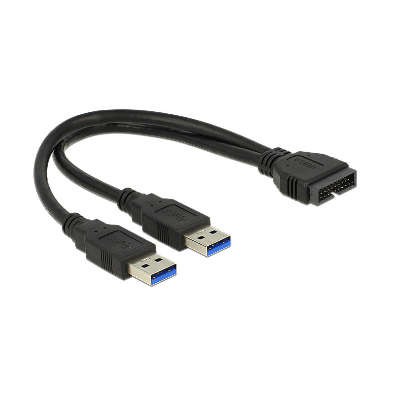 DeLOCK 0.25m USB3.0 2xUSB3.0 USB-kaapeli 0,25 m USB 3.2 Gen 1 (3.1 Gen 1) 2 x USB A Musta