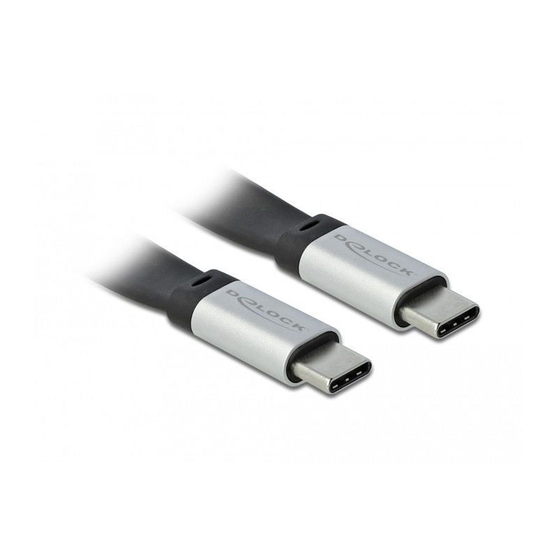 DeLOCK 85926 USB-kaapeli 0,22 m USB 3.2 Gen 2 (3.1 Gen 2) USB C Musta, Hopea