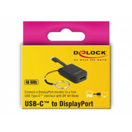 DeLOCK 63940 videokaapeli-adapteri 0,03 m USB Type-C DisplayPort Musta
