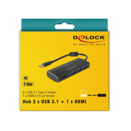 DeLOCK 63931 keskitin USB 3.2 Gen 1 (3.1 Gen 1) Type-C 5000 Mbit s Musta