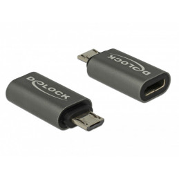 DeLOCK 65927 kaapelin sukupuolenvaihtaja USB 2.0 Micro-B USB Type-C Antrasiitti