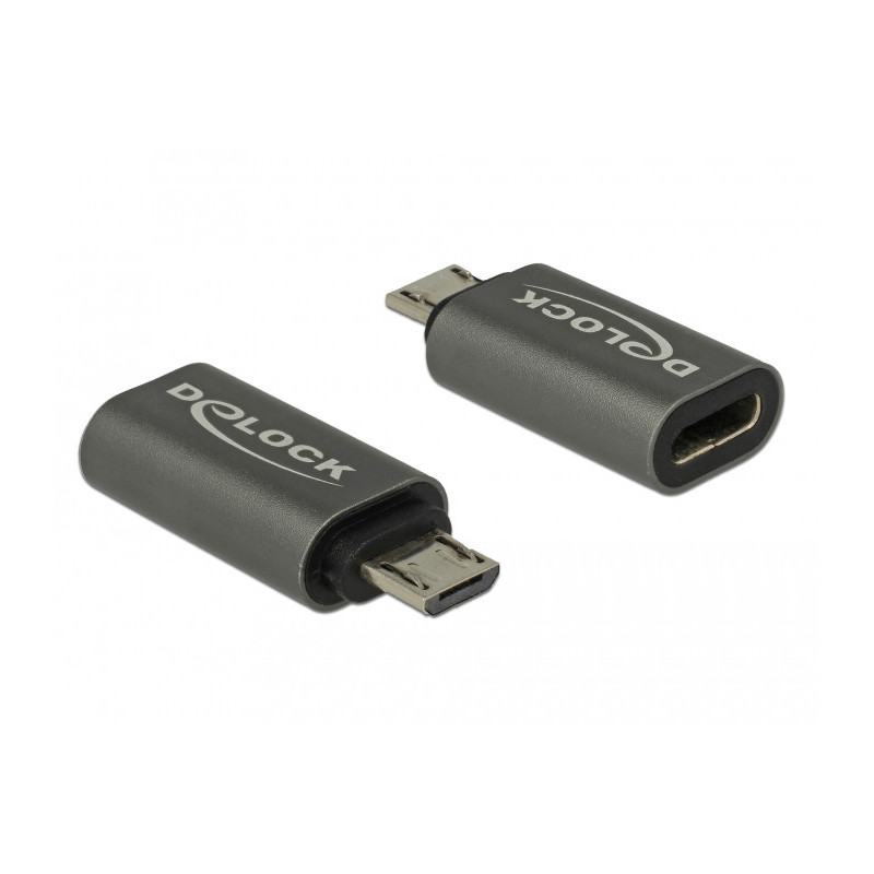 DeLOCK 65927 kaapelin sukupuolenvaihtaja USB 2.0 Micro-B USB Type-C Antrasiitti