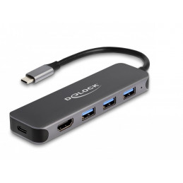 DeLOCK 64171 keskitin USB 3.2 Gen 1 (3.1 Gen 1) Type-C 5000 Mbit s Harmaa