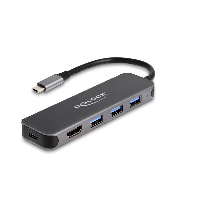 DeLOCK 64171 keskitin USB 3.2 Gen 1 (3.1 Gen 1) Type-C 5000 Mbit s Harmaa