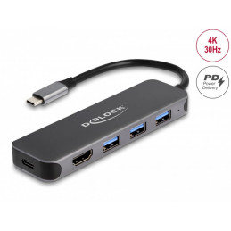 DeLOCK 64171 keskitin USB 3.2 Gen 1 (3.1 Gen 1) Type-C 5000 Mbit s Harmaa