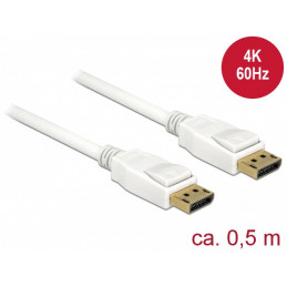 DeLOCK 85507 DisplayPort-kaapeli 0,5 m Valkoinen